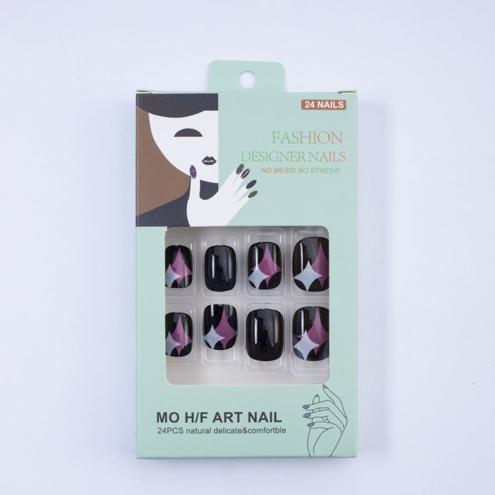Artificial Nail Set with Modern Star Patterns Bowlift