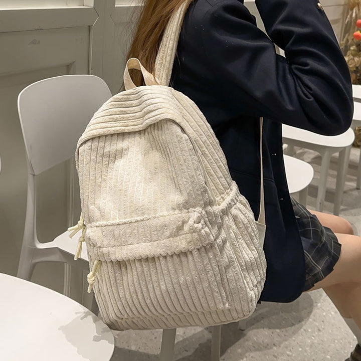 Textured Ribbed Casual Backpack Bowlift
