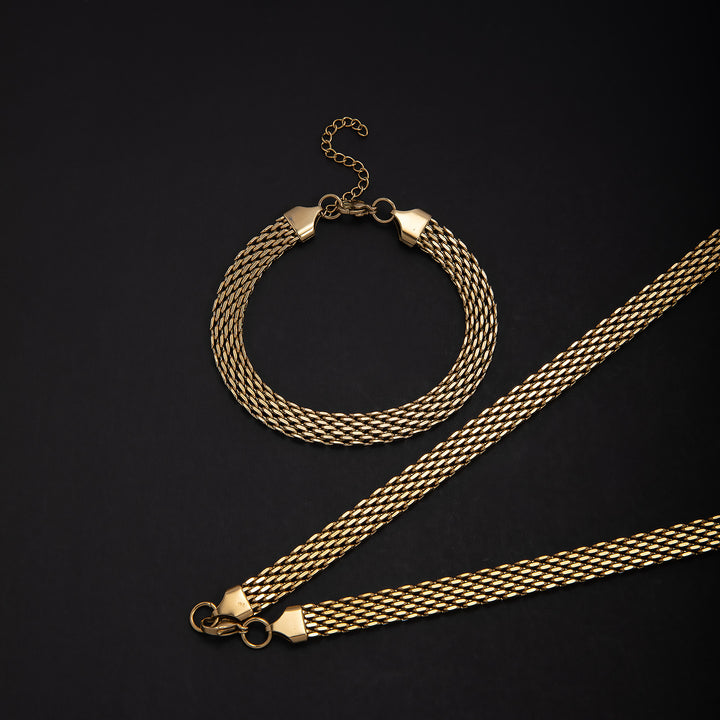 Textured Woven Chain Jewelry Set Bowlift