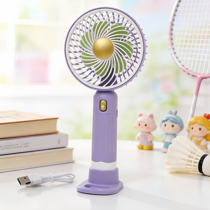Women Portable Mini Hand Fan with USB Charging Function and Multiple Speed Levels Bowlift