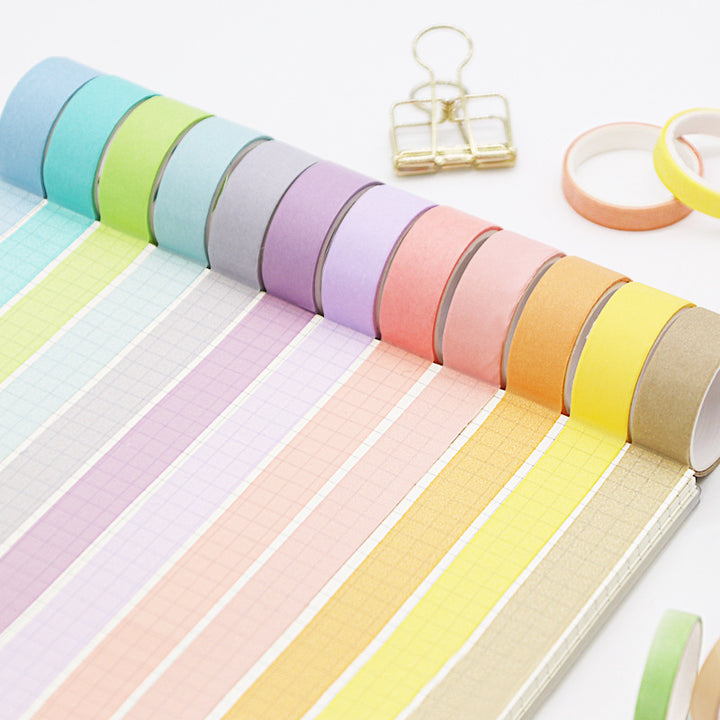 Pastel Washi Masking Tape Set Multi-Roll Assorted Widths Reusable Decorative Craft Tape