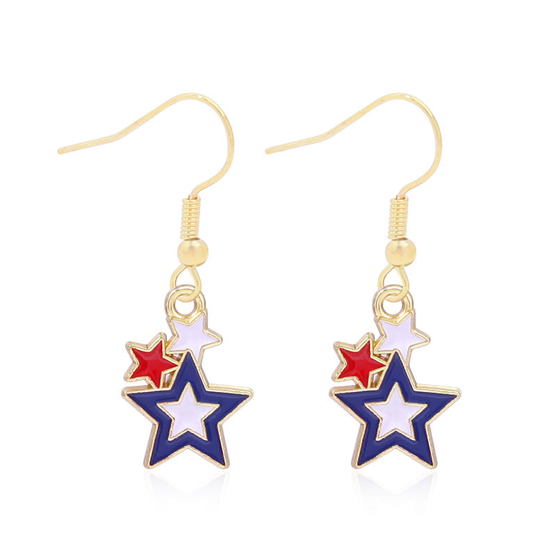 Women's lightweight star earrings with enamel flag design and fishhook Bowlift