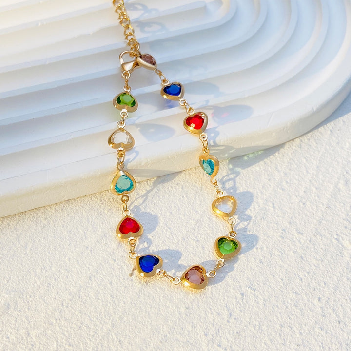 Heart-Shaped Gemstone Charm Bracelet Bowlift