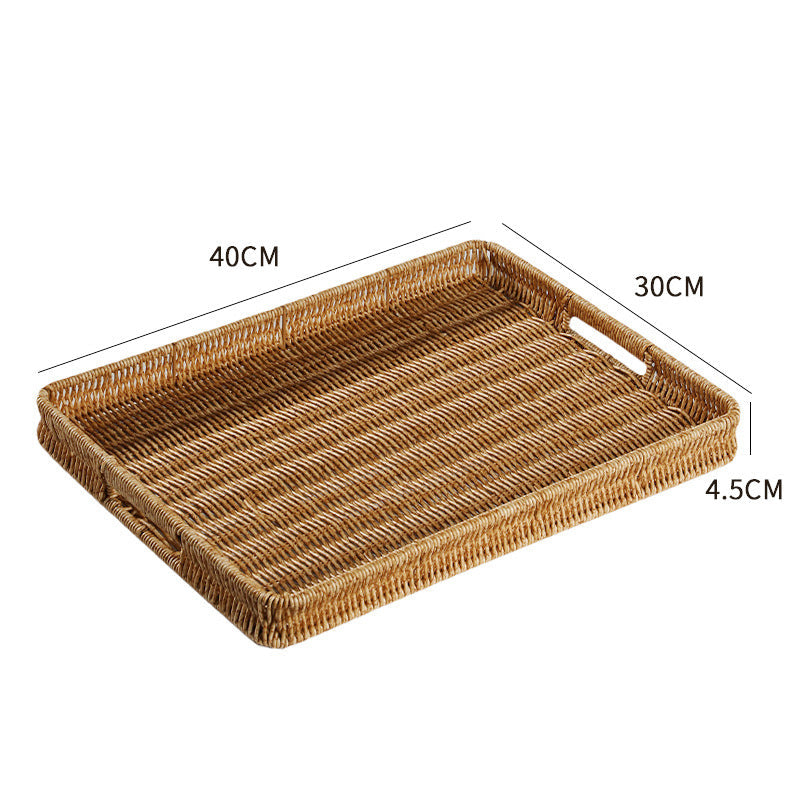 Handcrafted Rectangular Wicker Serving Tray Bowlift