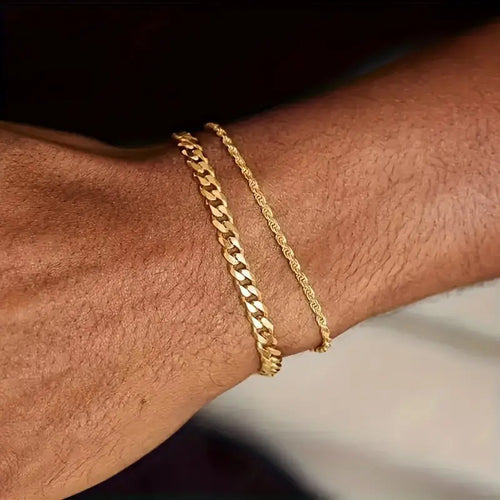 Layered Textured Chain Bracelet Bowlift