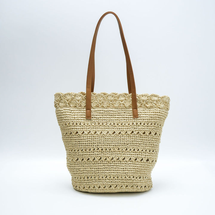 Handwoven tote bag with floral details Bowlift