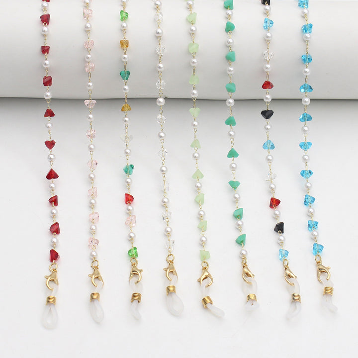 Stylish Pearl and Crystal Eyewear Chain Bowlift
