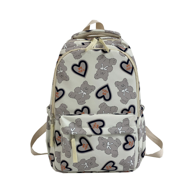 Backpack with Cute Bear Pattern and Functional Compartments Bowlift