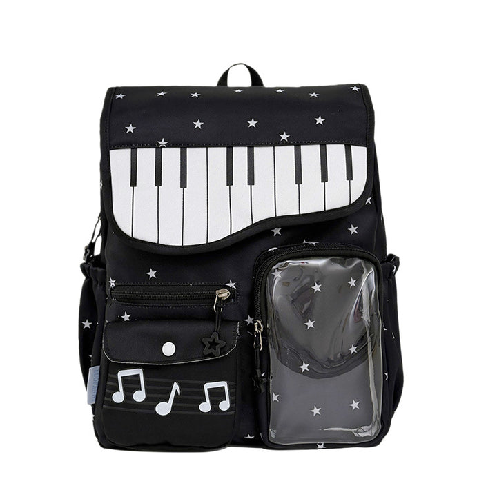 Piano-Themed Casual Backpack Bowlift