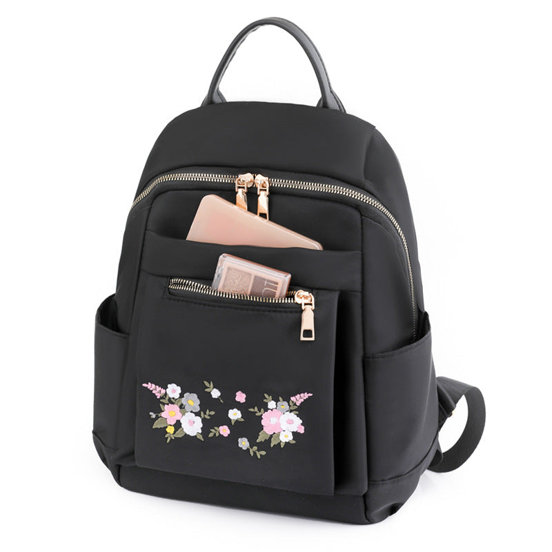 Floral Embroidered Backpack Bowlift