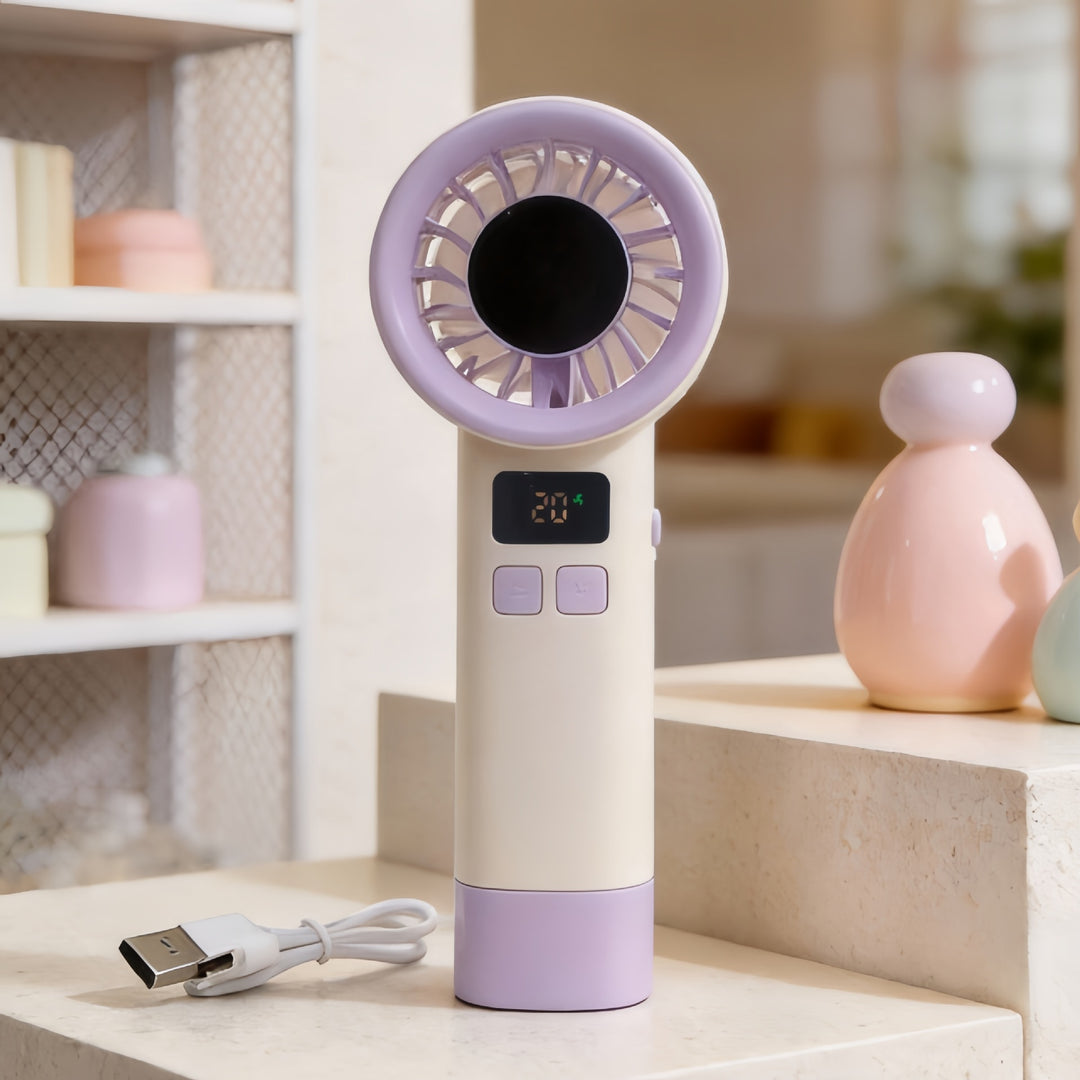 Ultralight Hand Fan with Temperature Display Bowlift