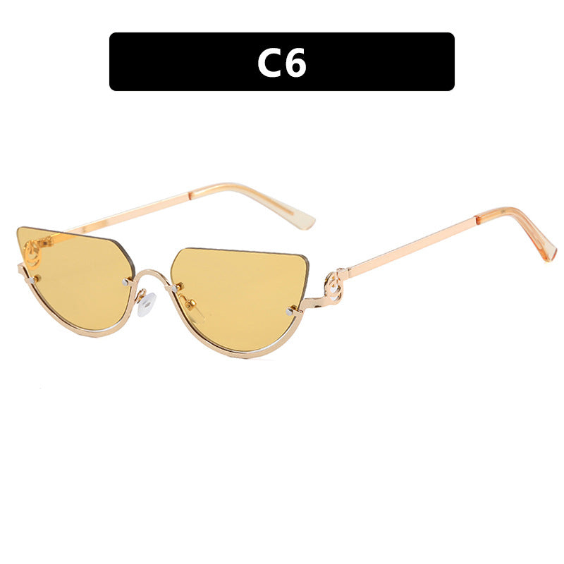 Ladies Cat-Eye Sunglasses with Gold-Colored Metal Frame and UV Protection Bowlift