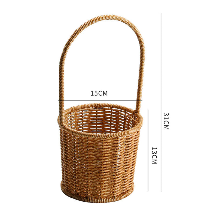 Decorative Woven Storage Basket with Mushroom Emblem Bowlift