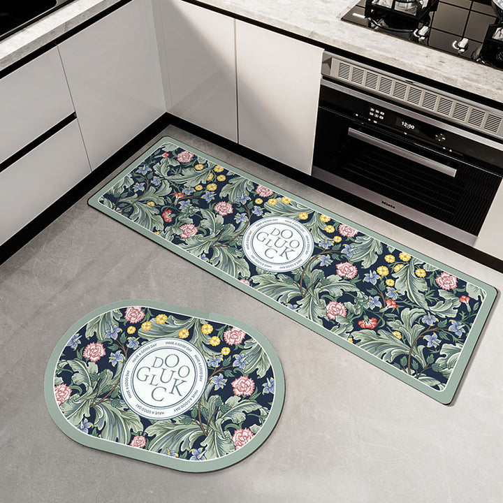 Floral-Patterned Kitchen Comfort Mat Bowlift