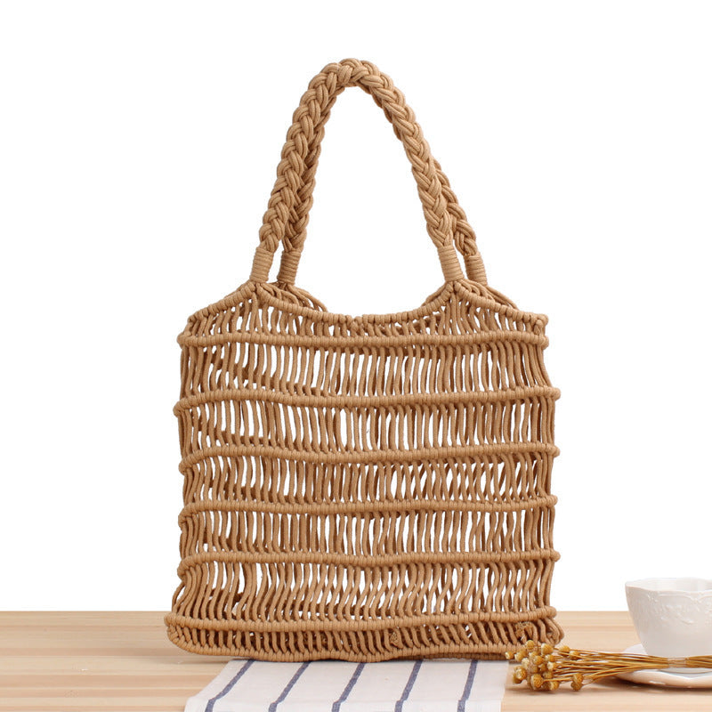 Fashionable Braided Tote Bag with Inner Pouch Bowlift