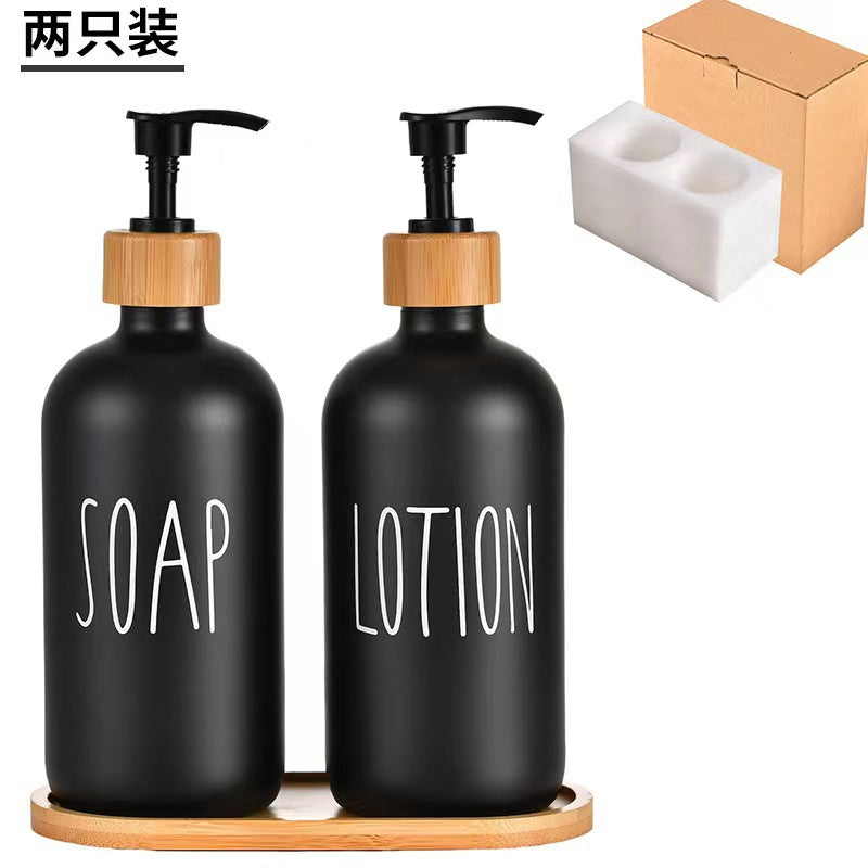 Ceramic Liquid Soap Pump Dispenser with Bamboo Collar and Matte Finish Bowlift