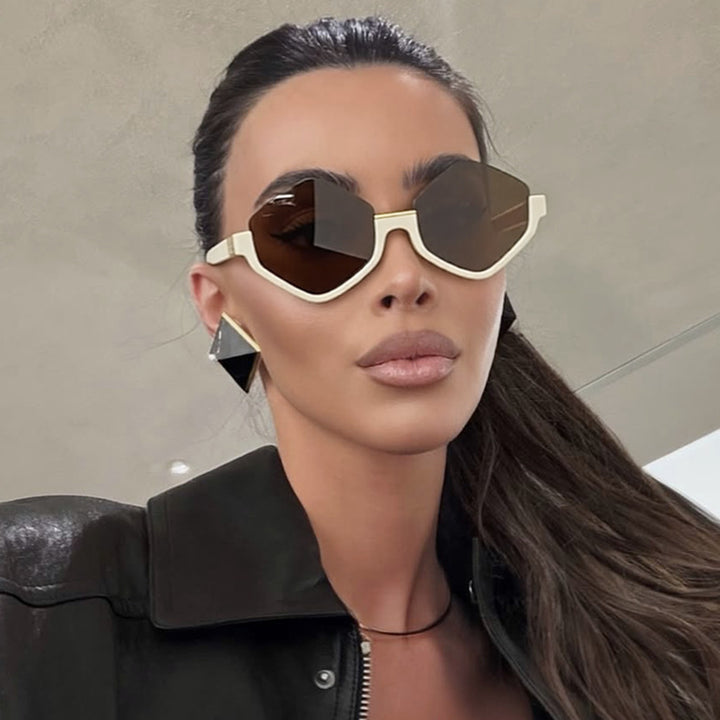 Women's fashionable sunglasses with trendy hexagonal frame and protective lenses Bowlift