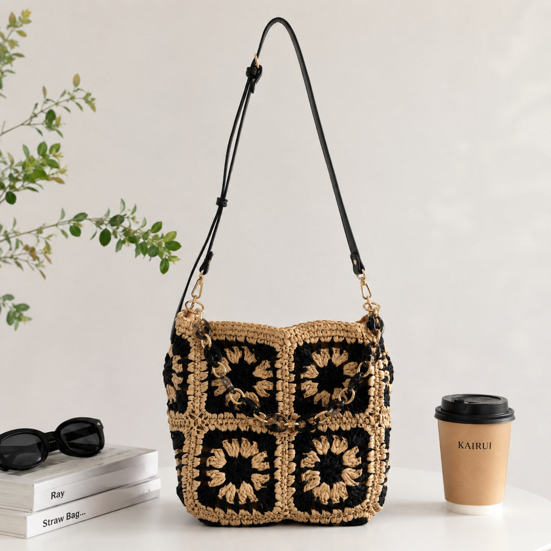 Fashionable Shoulder Bag Made of Handmade Crochet Material Bowlift
