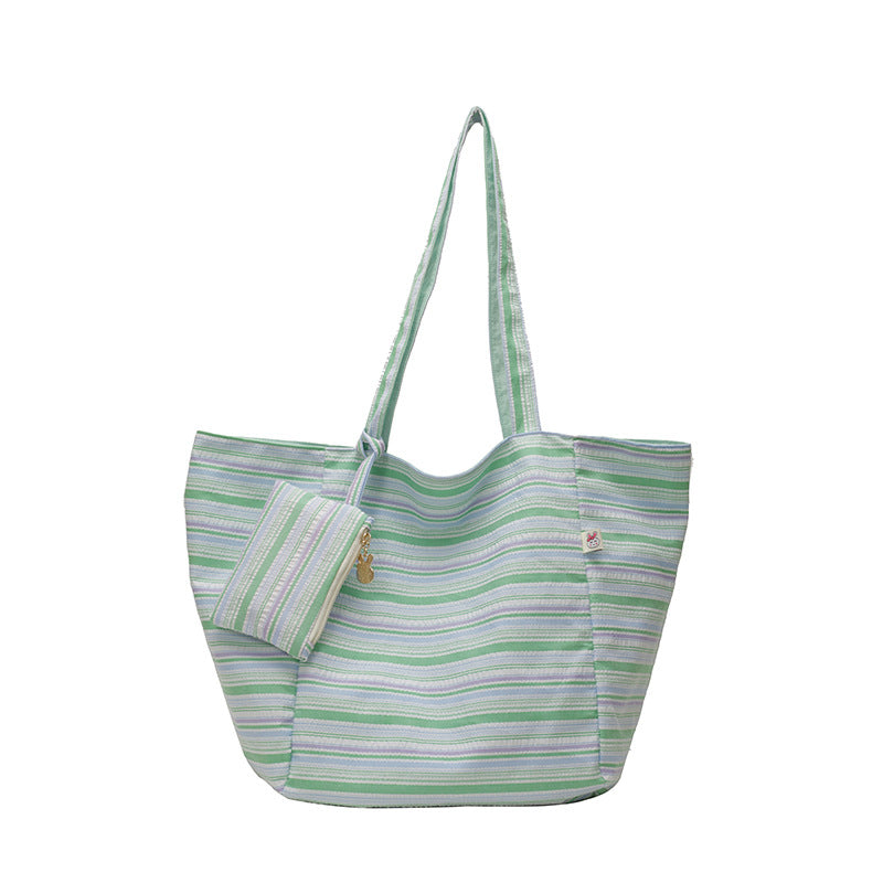 Spacious Wave Stripe Shopping Bag Bowlift