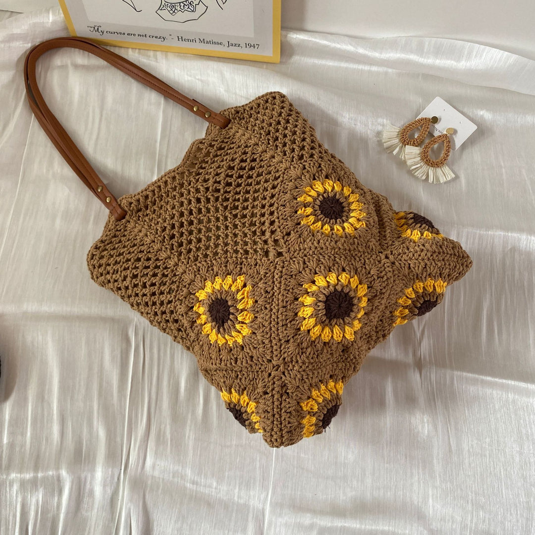 Handcrafted Macrame Bag with Unique Sunflower Pattern Bowlift