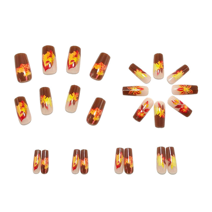 Artificial nails in elegant autumn design with leaf motifs Bowlift