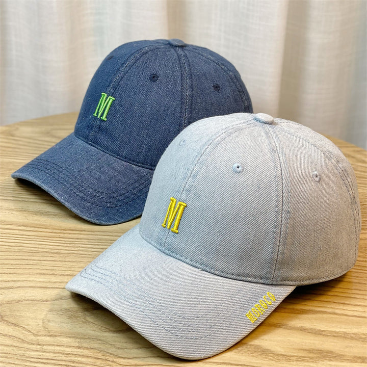 Men's Embroidered Denim Baseball Cap Bowlift