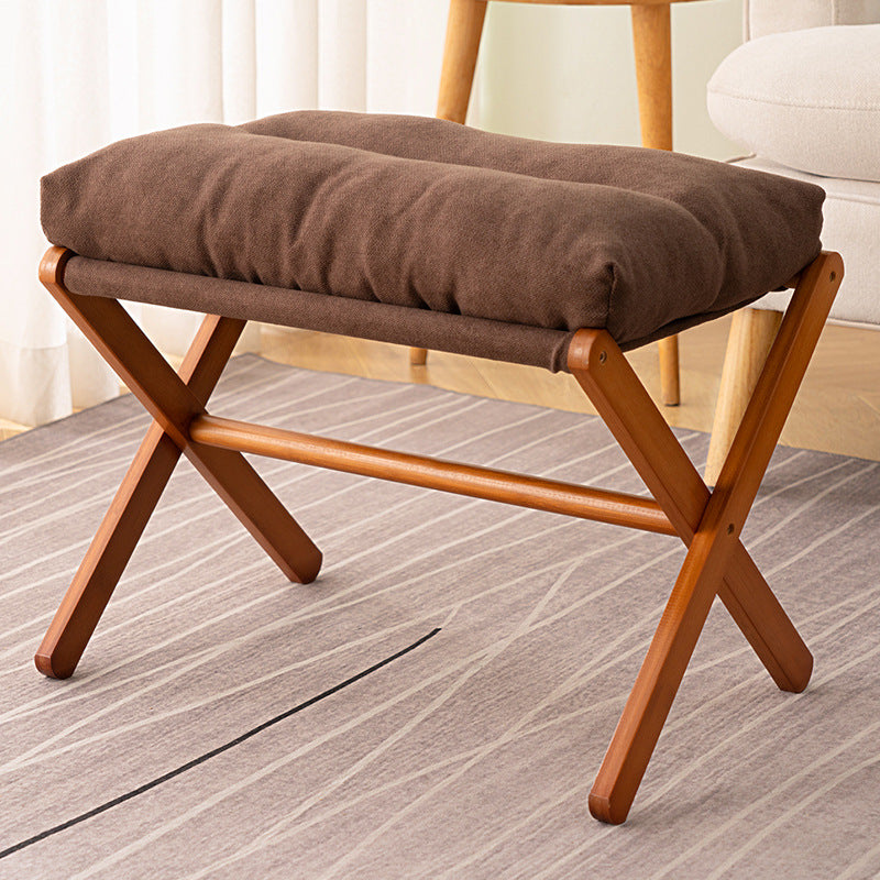 Foldable Stool With Padded Seat And Sturdy Wooden Structure Bowlift