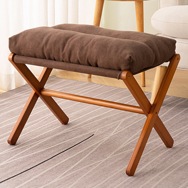 Foldable Stool With Padded Seat And Sturdy Wooden Structure Bowlift