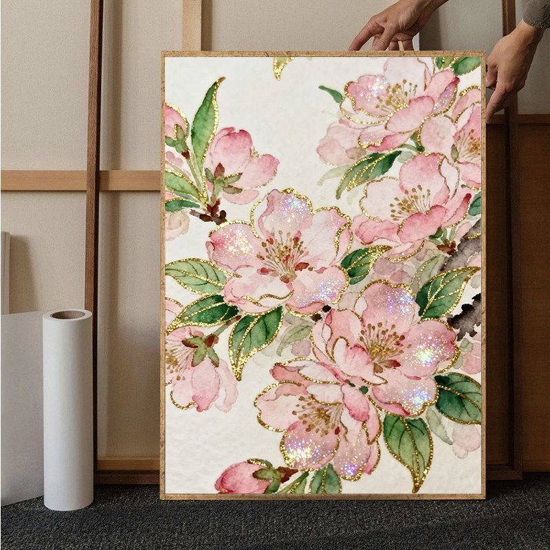 Floral Glitter Art Canvas Print Bowlift