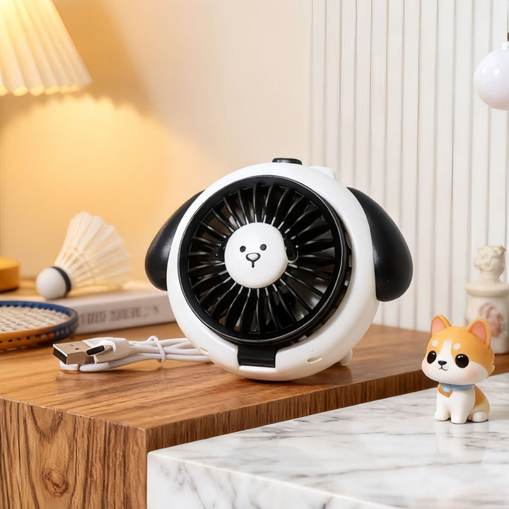 Women Portable USB Hand Fan in Cute Dog Shape Design Bowlift