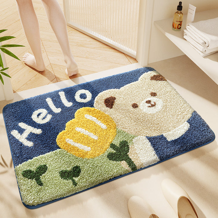 Cat-Themed Plush Bath Mat Bowlift