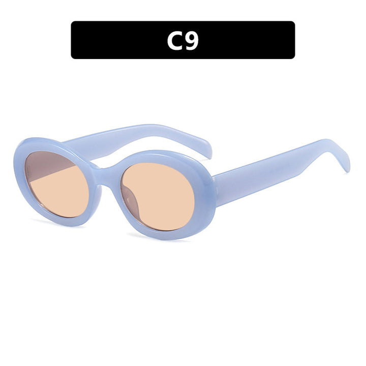 Women's fashionable sunglasses in original oval design with transparent frame and UV protection Bowlift