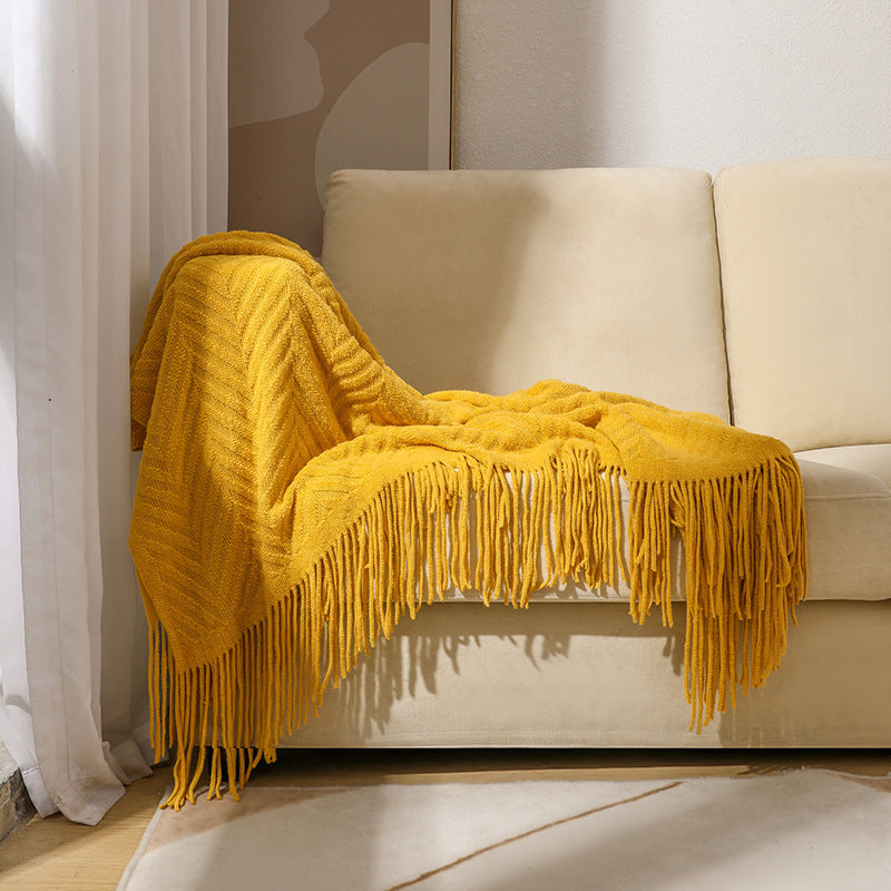 Cozy Knit Fringe Blanket Bowlift