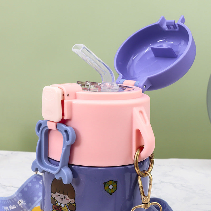 Women's Insulated Bottle with Cute Design and Practical Carry Strap Bowlift