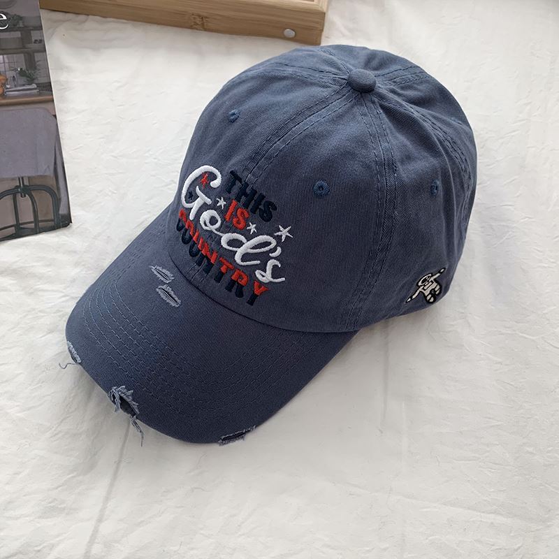 Men's Distressed Embroidered Baseball Cap Bowlift