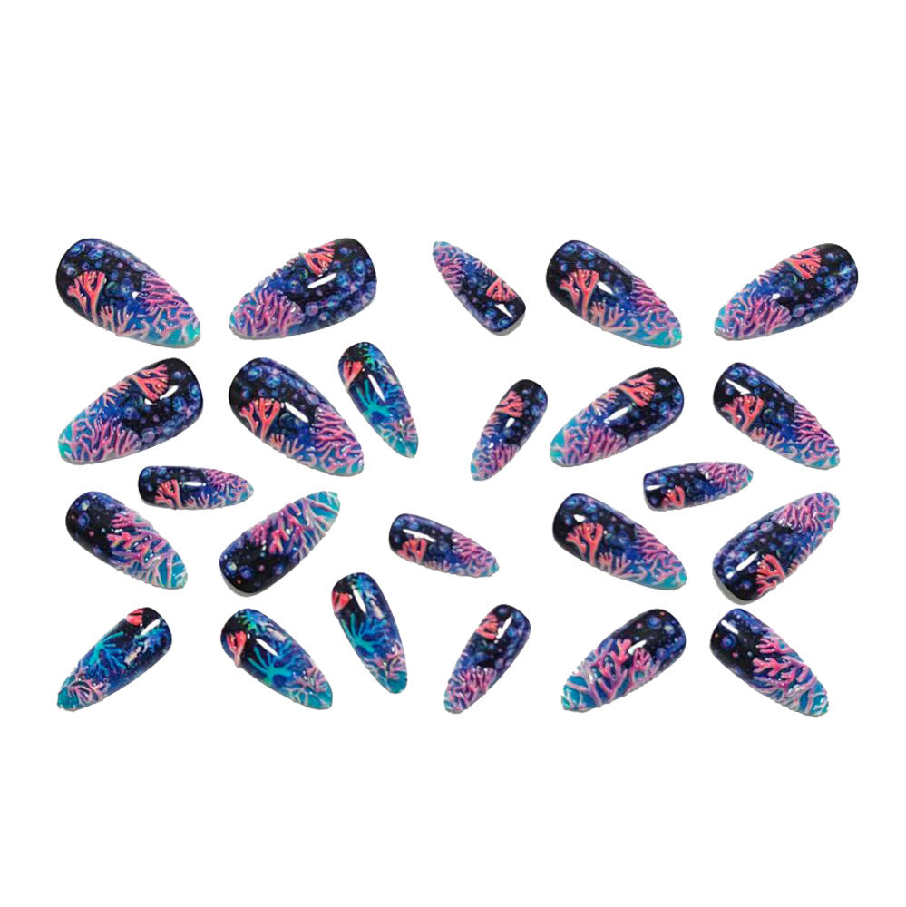 Artifical nails with sea coral design Bowlift