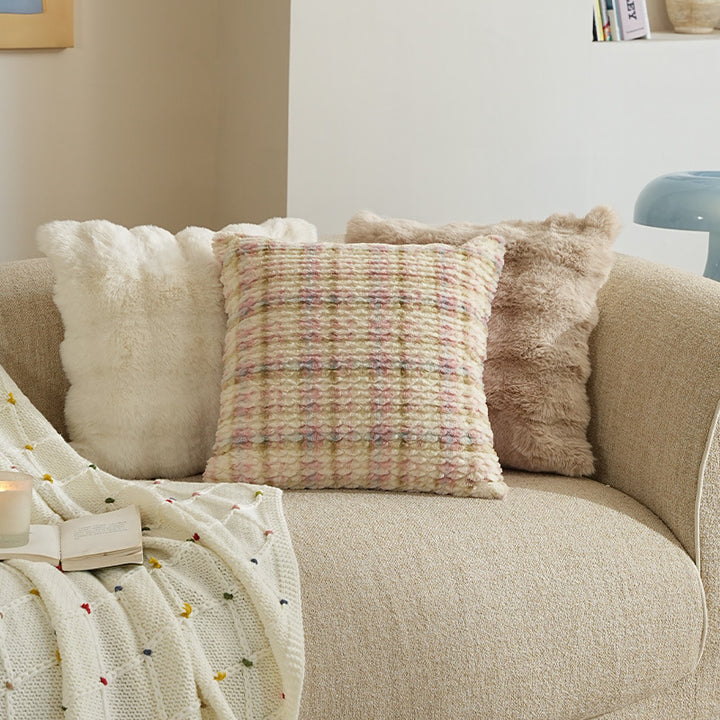 Square Boucle-Chenille Decorative Pillowcase with Soft Plush Texture Bowlift