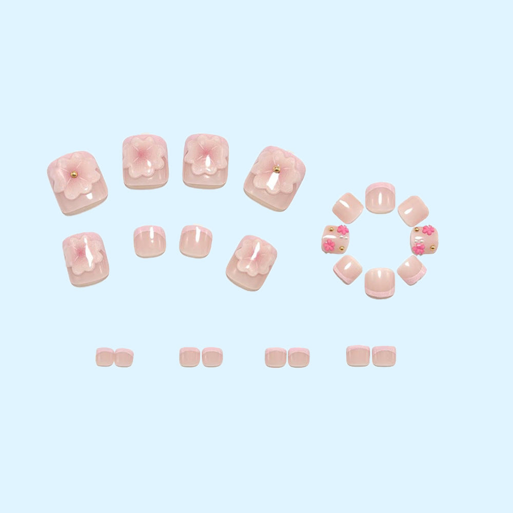 Artistic toenails with 3D flower appliqués Bowlift