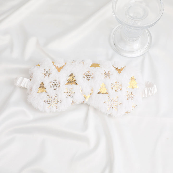 Unisex soft eye mask made of faux fur with festive motif embossing Bowlift