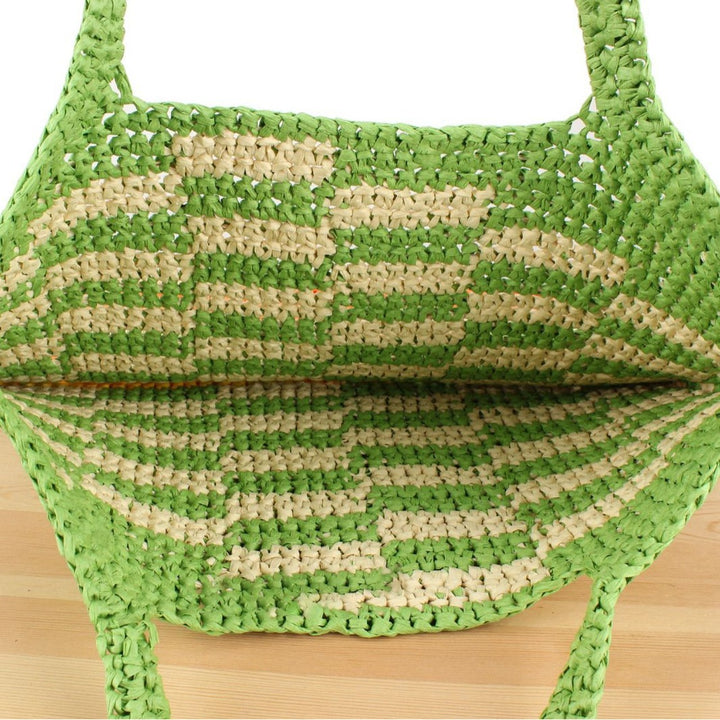 Large straw shopper with creative striped patterns Bowlift