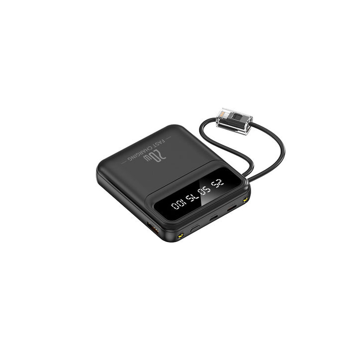 Portable power bank with integrated charging cable and digital display Bowlift