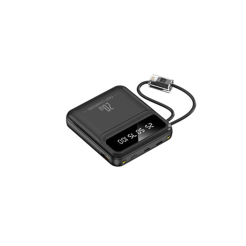Portable power bank with integrated charging cable and digital display Bowlift