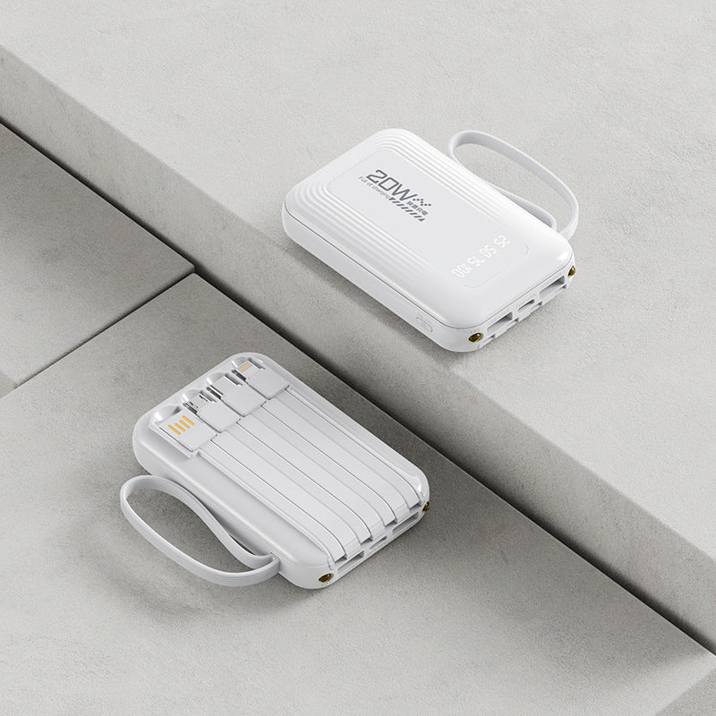 Portable power bank with integrated cable system and LED display Bowlift