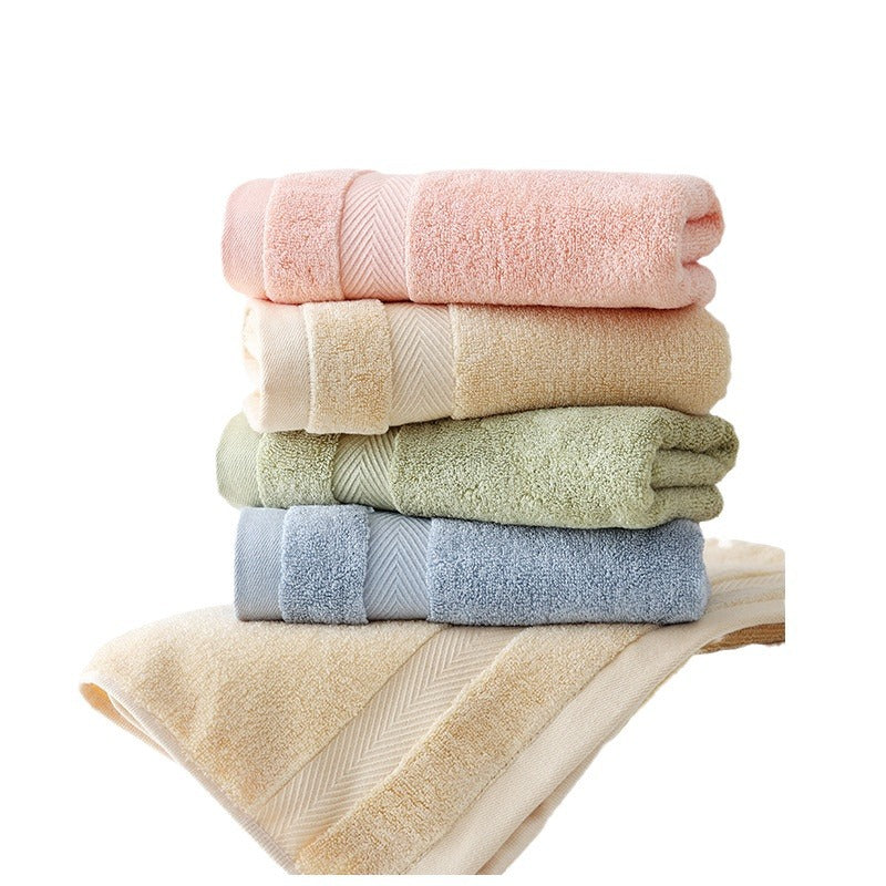 Plush Long-Staple Cotton Bath Towel With Dense Terry Pile And Chevron Dobby Border