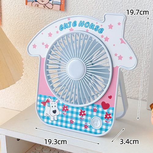 Ladies Portable Table Fan in Cute House Design Bowlift