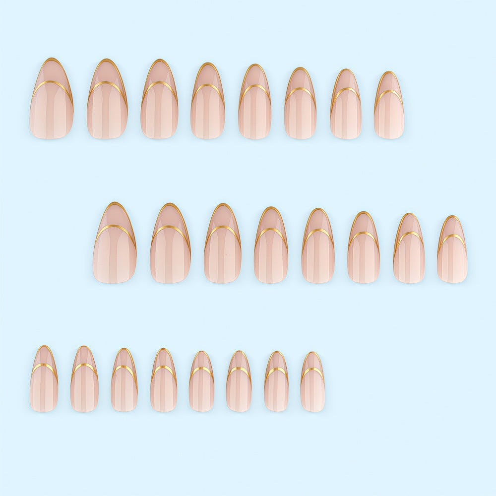 Artificial nails with elegant gold lines Bowlift