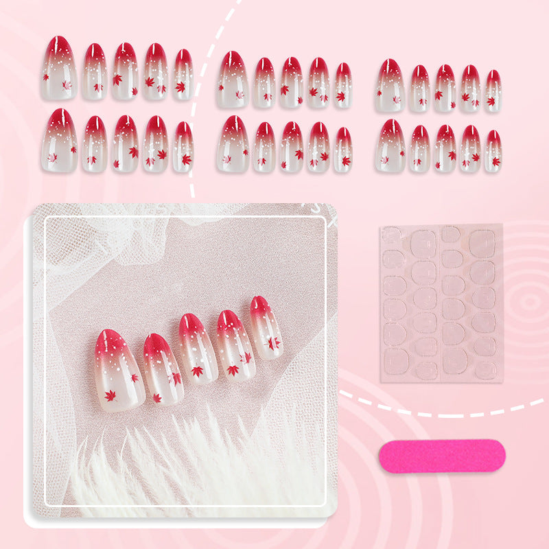 Artistic Ombre Leaf Press-On Nail Set Bowlift
