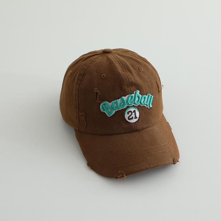 Men's Distressed Cotton Baseball Cap Bowlift