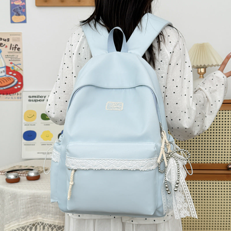 Adorable Lace-Trimmed Backpack Bowlift