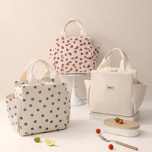 Insulated Heart Print Lunch Tote Bowlift